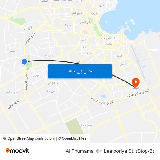 Leatooriya St. (Stop-B) to Al Thumama map