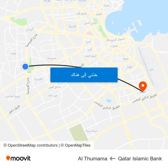 Qatar Islamic Bank to Al Thumama map