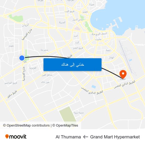 Grand Mart Hypermarket to Al Thumama map