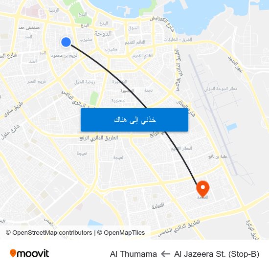 Al Jazeera St. (Stop-B) to Al Thumama map