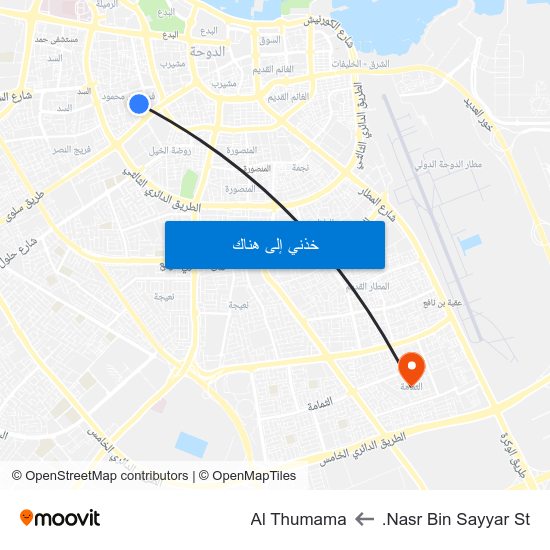 Nasr Bin Sayyar St. to Al Thumama map