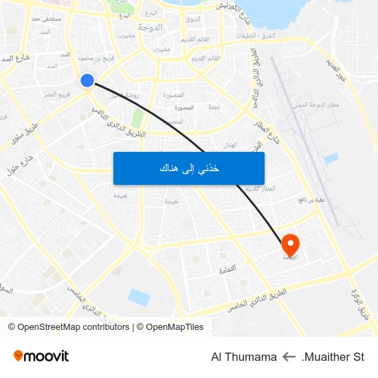 Muaither St. to Al Thumama map