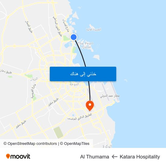 Katara Hospitality to Al Thumama map