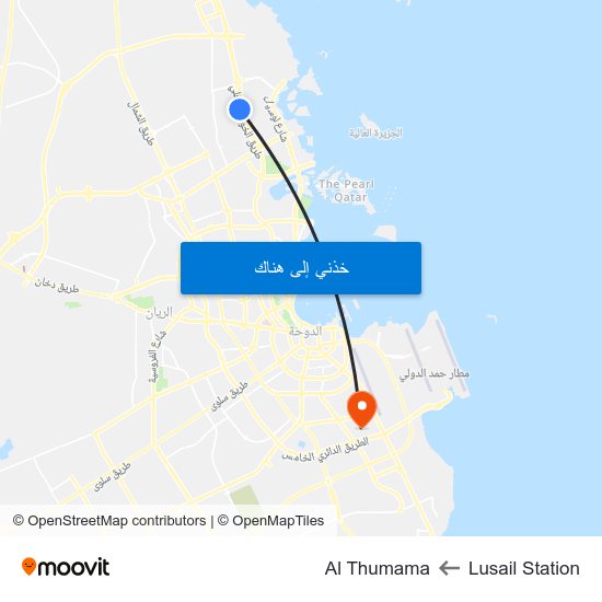 Lusail Station to Al Thumama map