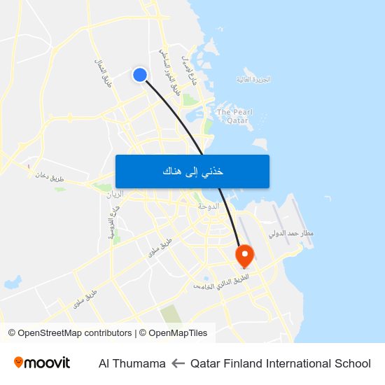 Qatar Finland International School to Al Thumama map