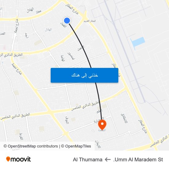 Umm Al Maradem St. to Al Thumama map