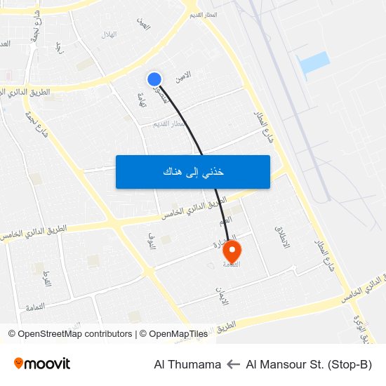 Al Mansour St. (Stop-B) to Al Thumama map