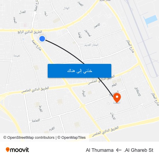 Al Ghareb St. to Al Thumama map