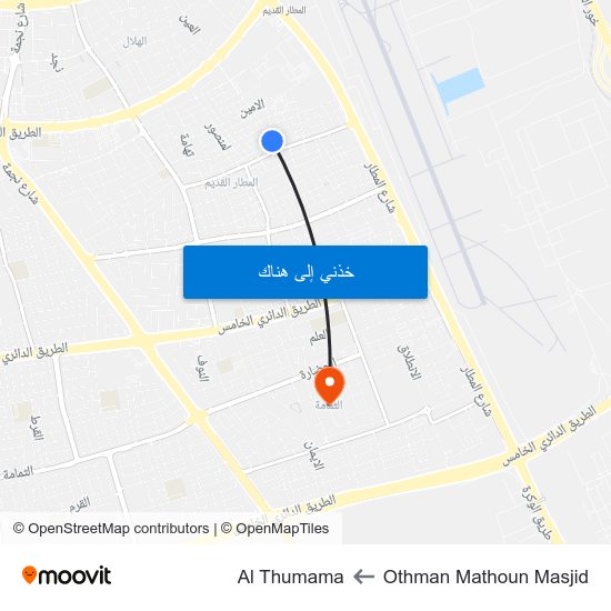 Othman Mathoun Masjid to Al Thumama map