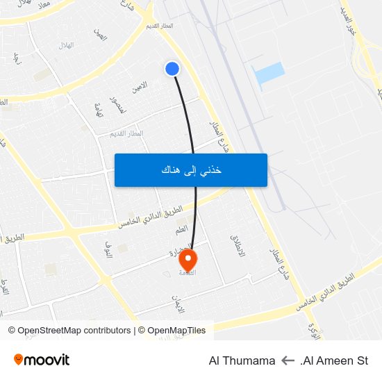 Al Ameen St. to Al Thumama map