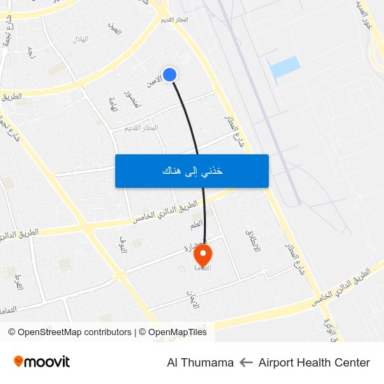 Airport Health Center to Al Thumama map