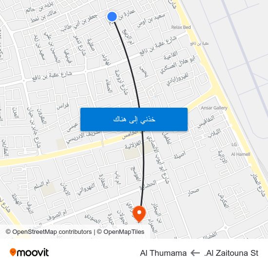 Al Zaitouna St. to Al Thumama map