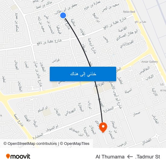 Tadmur St. to Al Thumama map