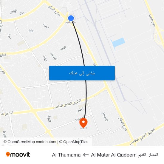 المطار القديم Al Matar Al Qadeem to Al Thumama map