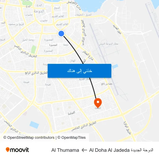 الدوحة الجديدة Al Doha Al Jadeda to Al Thumama map