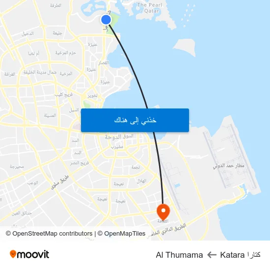 كتارا Katara to Al Thumama map