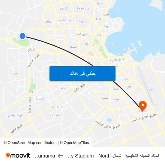 استاد المدينة التعليمية - شمال Education City Stadium - North to Al Thumama map
