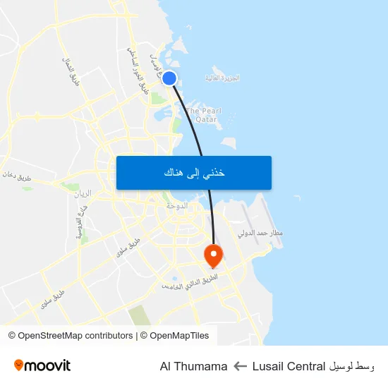 وسط لوسيل Lusail Central to Al Thumama map