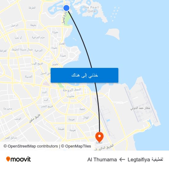 لقطيفية Legtaifiya to Al Thumama map