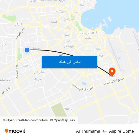 Aspire Dome to Al Thumama map