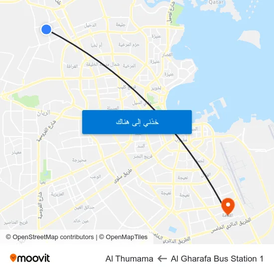Al Gharafa Bus Station 1 to Al Thumama map