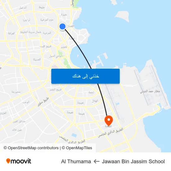 Jawaan Bin Jassim School to Al Thumama map