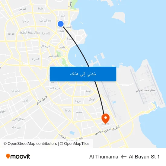 Al Bayan St 1 to Al Thumama map