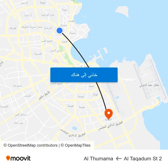 Al Taqadum St 2 to Al Thumama map