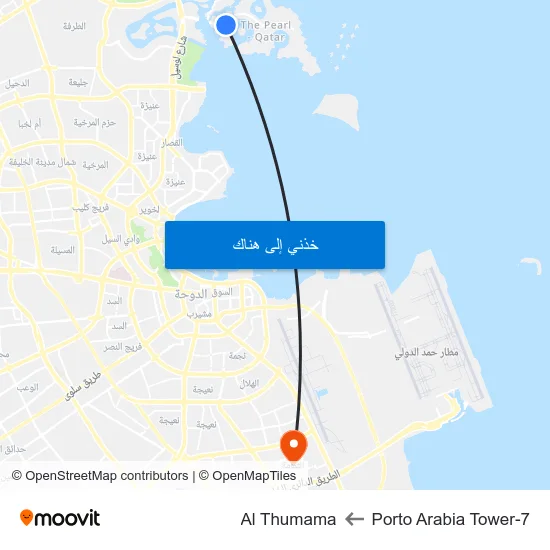 Porto Arabia Tower-7 to Al Thumama map
