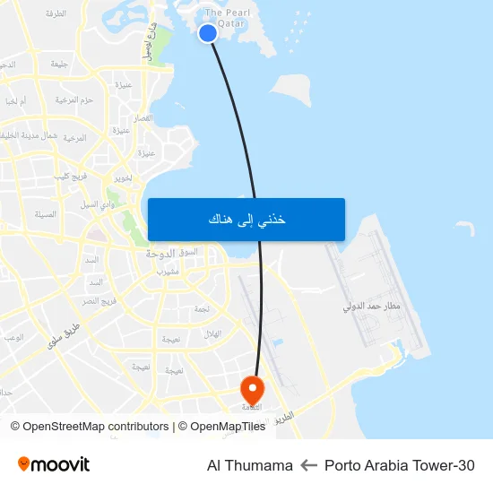 Porto Arabia Tower-30 to Al Thumama map