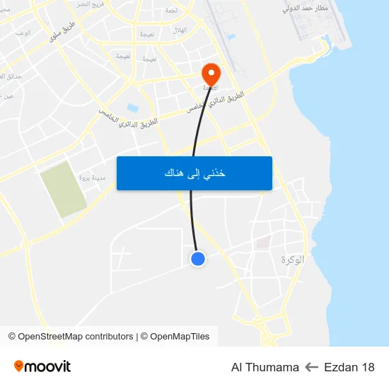 Ezdan 18 to Al Thumama map