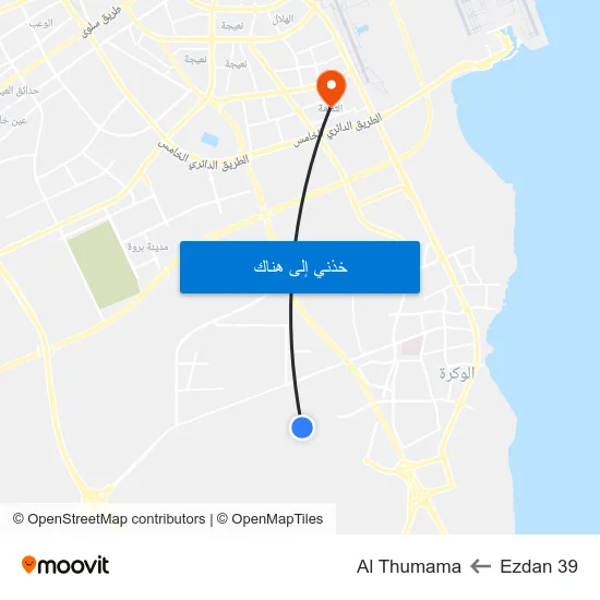 Ezdan 39 to Al Thumama map