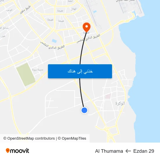 Ezdan 29 to Al Thumama map