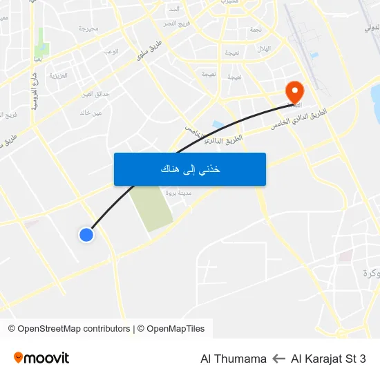 Al Karajat St 3 to Al Thumama map
