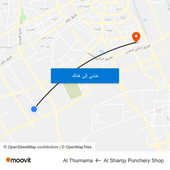 Al Sharqy Punchery Shop to Al Thumama map