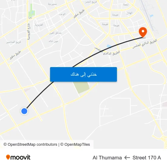 Street 170 A to Al Thumama map