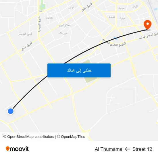 Street 12 to Al Thumama map