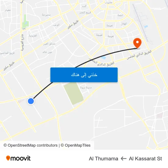 Al Kassarat St to Al Thumama map