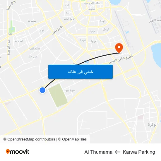 Karwa Parking to Al Thumama map