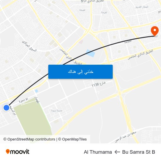 Bu Samra St B to Al Thumama map