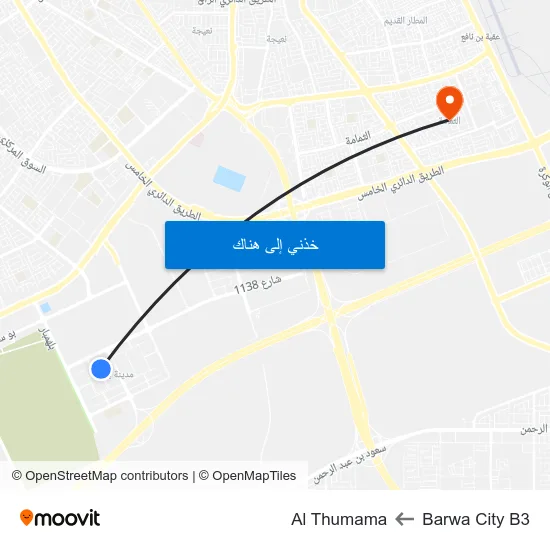Barwa City B3 to Al Thumama map