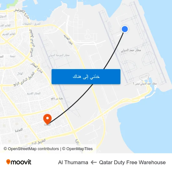 Qatar Duty Free Warehouse to Al Thumama map