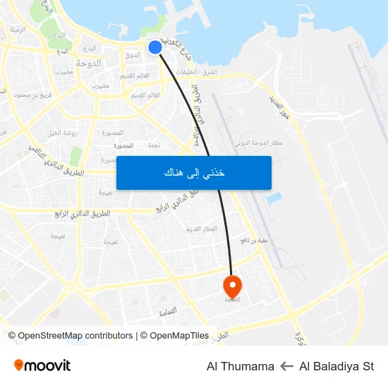 Al Baladiya St to Al Thumama map