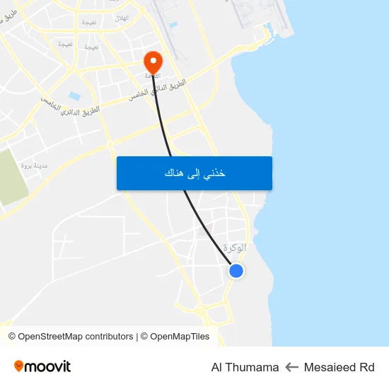 Mesaieed Rd to Al Thumama map