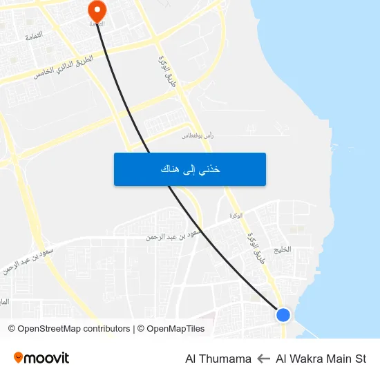 Al Wakra  Main St to Al Thumama map