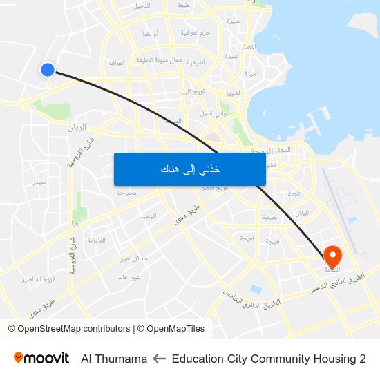 Education City Community Housing 2 to Al Thumama map