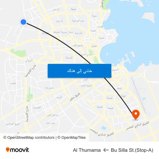 Bu Silla St.(Stop-A) to Al Thumama map