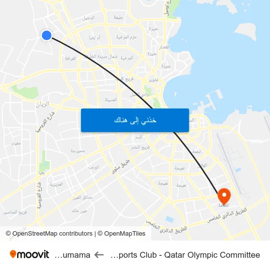 Al Gharrafa Sports Club - Qatar Olympic Committee to Al Thumama map