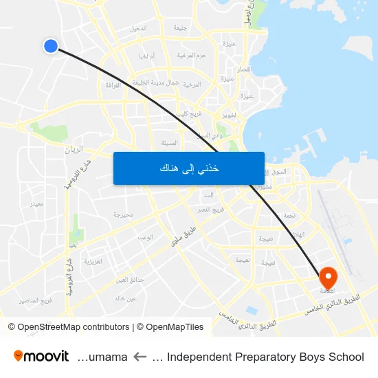 Abu Obaida Independent Preparatory Boys School to Al Thumama map