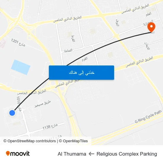 Religious Complex Parking to Al Thumama map